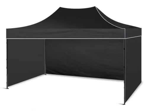 BDW - Pavillon - Zelt - Partyzelt - für Garten, Terasse, Messe - Pavillon Wasserdicht, Stabil - Faltpavillon, Gartenpavillon - 3 Pavillon Seitenteile Inklusive - Pavillon Faltbar 2 x 3 m - Schwarz