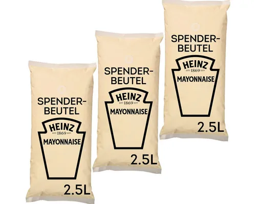 Heinz Mayonnaise mitteldicke cremig, 3x 2500ml - Genießen Sie die frische, cremige Konsistenz der Heinz Mayonnaise. Ideal für Dips und Dressings, perfekt für Ihre Küche. Großpackung für vielseitige Verwendung.