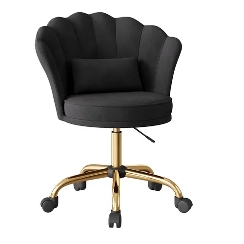 Hawthyhome Ergonomischer Bürostuhl mit Blütenrückenlehne, drehbar & höhenverstellbar, Samtbezug