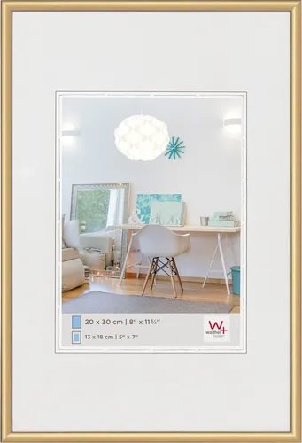 Walther Design Bilderrahmen Gold 60 x 90 cm - New Lifestyle - Wand- & Tischbilderrahmen aus Kunststoff mit modernem Halbrundprofil, ideal für ein Schrägschnitt-Passepartout. Robuste Verpackung schützt vor Transportschäden.