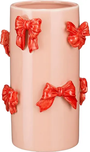 Mica Decorations Vase mit Schleifen in rot von Mica Decorations