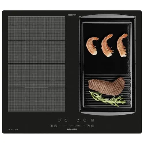 Oranier Induktionskochfeld 60 cm FLI560 - Flächen-Induktion-Kochfeld autark Brückenfunktion links und rechts & Grillplatte halb-gerillt