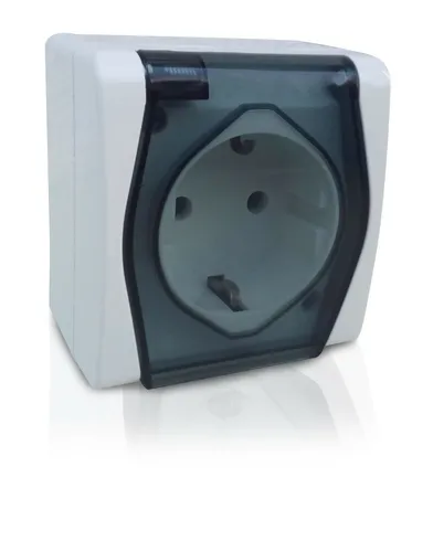 Steckdose 1fach Schuko IP44 250V 16A Aufputz Feuchtraum Aufputzsteckdose
