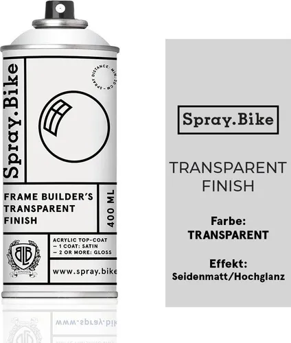 SPRAY.BIKE Fahrrad Lackspray - Transparent Klarlack glänzend, 400 ml
