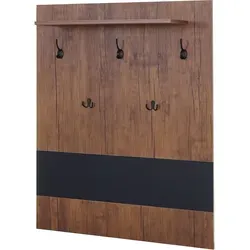 Wandgarderobe HWC-A27, 3D-Struktur in Wildeiche-Optik - Praktische Garderobe mit 5 Haken und innovativer 3D-Oberflächenstruktur, ideal zur platzsparenden Aufbewahrung von Kleidung. Gesamtabmessungen: 100x80cm.