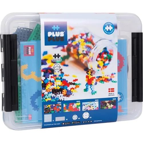 Plus-Plus 9603903 - Kreativ-Bausteine Box mit 4000 Teilen - Bauspielzeugsets: Großes Set mit 4000 Bausteinen in verschiedenen Farben fördert Kreativität und bietet endlose Bau-Möglichkeiten für Kinder ab 5 Jahren.