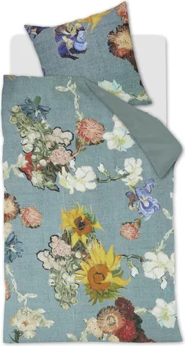 Beddinghouse x Van Gogh Museum Bettwäsche Partout des Fleurs - Bettwäsche Set aus 100% Mako-Satin, 2-teilig in grün mit blumigem Design, ideal für ein stilvolles Schlafzimmer und pflegeleicht bei 60°C waschbar.