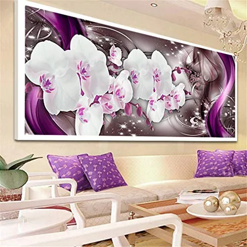 Nicole Knupfer 5D Diamant Painting Kit Magnolie DIY Diamond Painting Strass Kreuzstich Arts Craft Home Wanddekoration (Lila,100x40cm)