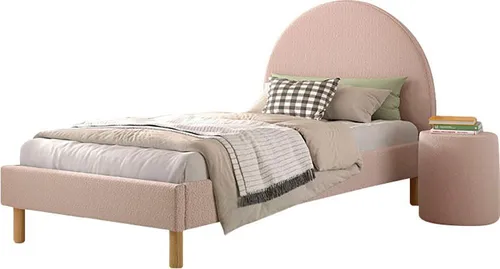 VIPACK Polsterbett Moon, rosa, 90x200 cm - Schlafzimmermöbel-Set mit hochwertigem Bouclé-Stoffbezug, inkl. Lattenrost, ideal für stilvolle und komfortable Schlafräume.