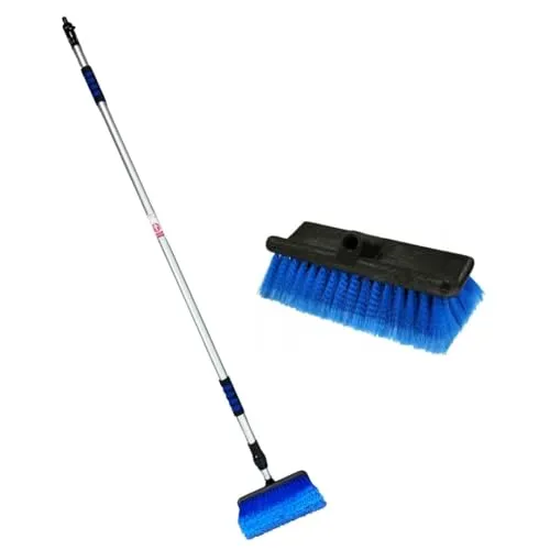 Autowaschbürste mit Teleskopstiel von 170-300 cm ausziehbare, mit An/Aus Schalter, weichen Borsten – Waschbürste mit Wasseranschluss, Reinigungsbürste