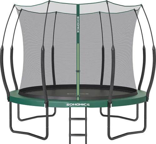 SONGMICS Federloses Trampolin Ø 244 cm, Trampolin outdoor für Kinder, elastische Seile, Sicherheitsnetz mit Reißverschluss, Glasfaserstangen, sicher