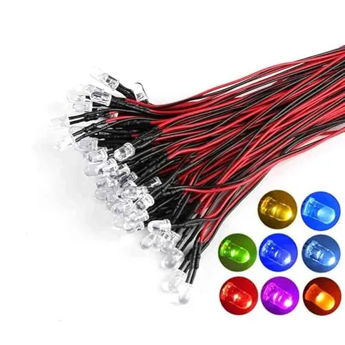 MakerMind 10 Stück 3mm F3 LED Eisblau verkabelt 20cm 5-12V Modellbau