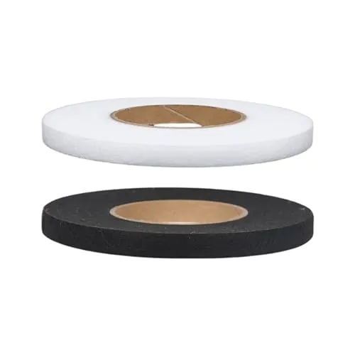 Aidqxbaoer 2Set Saumband 64m Länge und 10mm Breite,Gardinenband zum aufbügeln,Umnähband zum bügeln,zum Reparieren von Stoff,Vorhang,Hosen,Kleidung,Jeans(Weiß und Schwarz)