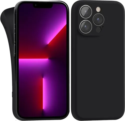 MyGadget Hülle Kompatibel mit iPhone 13 Pro - robuste Silikon Schutzhülle TPU Case Slim Silikonhülle - Back Cover Kratzfest Handyhülle - Matt Schwarz