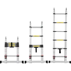 VEVOR Teleskopleiter 1,85-3,79m - Leiter aus Aluminiumlegierung, vielseitig einsetzbar mit rutschfesten Fußpolstern und maximaler Tragfähigkeit von 170 kg. Ideal für alle Höhenarbeiten!