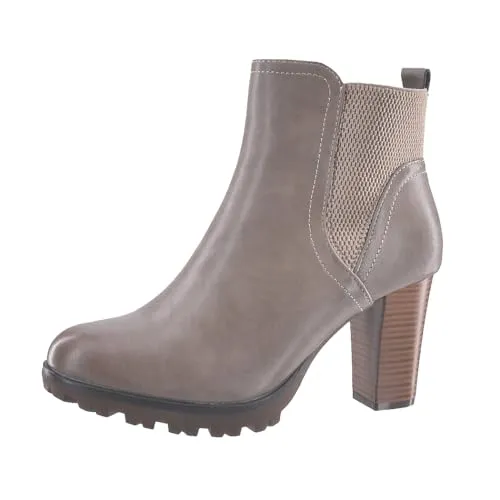 Elara Damen Ankle Boots Chunkyrayan 949-GA-Khaki - Stylische Ankle Boots von Elara mit bequemem Blockabsatz und rutschfester Sohle, perfekt für jeden Tag. Hochwertiges Synthetik-Material sorgt für eleganten Look und angenehmen Tragekomfort.