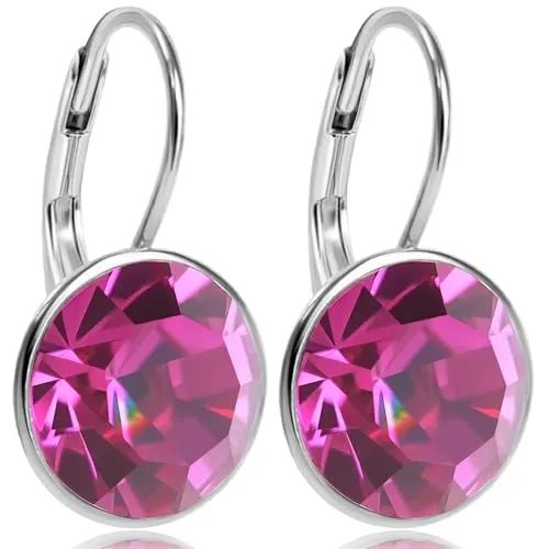 Silber-Ohrringe Kristalle Pink Fuchsia in pink von Nobel