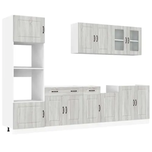 vidaXL 7-TLG. Küchenschrank-Set Kalmar Grau - Küchenzeilen mit elegantem Design, bietet viel Stauraum und ist aus robustem Holzwerkstoff gefertigt – ideal für jede moderne Küche!