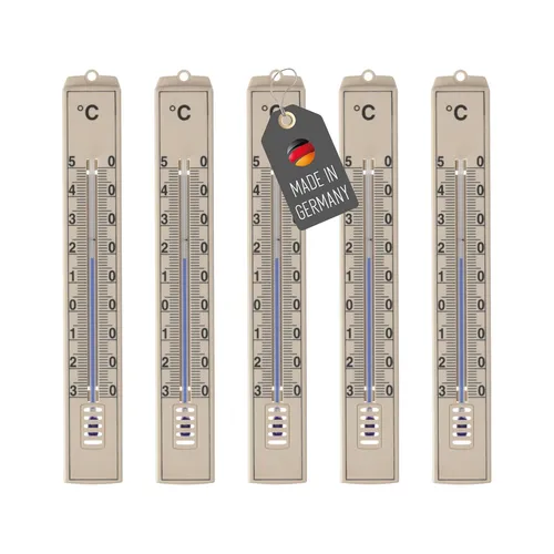 Lantelme 5er-Set Analog-Thermometer Beige | Präzise -30 bis +50 °C