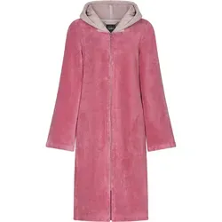 Cawö Home Damenbademantel mit Kapuze - Kuscheliger Kurz-Bademantel aus Baumwollmischung mit Reißverschluss und Kapuze in zartem Rosa, ideal für entspannte Stunden zu Hause.