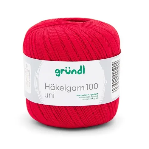Gründl Häkelgarn 100 uni signalrot 100 g