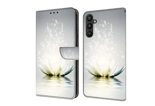 CLM-Tech Handytasche für Samsung Galaxy A16 / A17 5G Hülle aus Kunstleder Klapphülle (Lotus Lampe, Handyhülle mit Standfunktion - Wallet Flip Case inklusive Kartenfächer), Cover mit Magnetverschluss