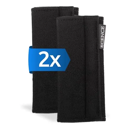 ECENCE 2er Set Sicherheitsgurt Gurtpolster Kinder Auto Gurtschoner Autogurt Gurtschutz Schwarz