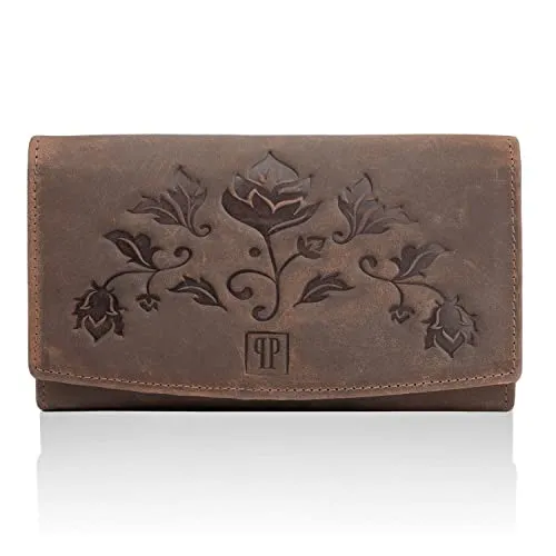 geldbörse Damen groß viele fächer Leder Vintage Paolo Peruzzi (braun)