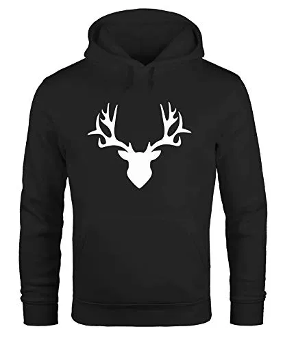 MoonWorks Hoodie Herren Hirsch Geweih Kapuzen-Pullover Pullover mit Kapuze schwarz 4XL