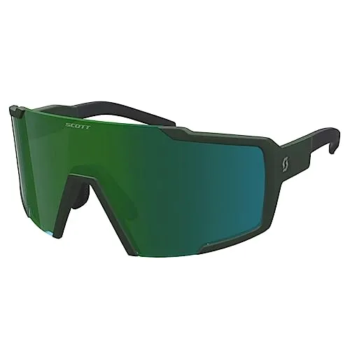 Scott Sunglasses Shield kaki green - green chrome (6312) - Sportbrillen mit rahmenlosem Design für maximales Sichtfeld und 100% UV-Schutz, ideal für mittel bis große Gesichter. Inklusive Hartschalenetui und Mikrofaserbeutel für optimalen Schutz.