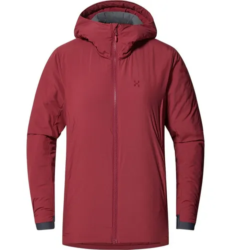 Haglöfs Damen Mimic Alert Hoodie Jacke (Größe L, rot) - Funktionsjacke mit stretchigem Außenmaterial und flacher Kunstfaserwattierung, bietet optimale Bewegungsfreiheit und angenehme Wärme für Outdoor-Aktivitäten.