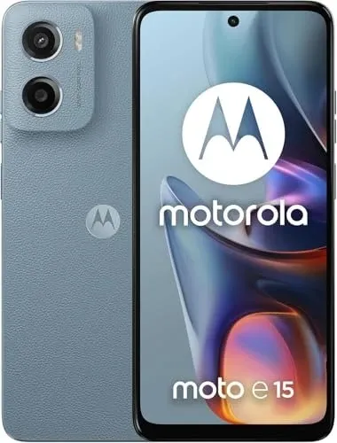 Motorola moto e15 2/64GB Misty Blue 90Hz - Flüssiges Surfen - Handys und Smartphones mit 6,67-Zoll-HD+ Bildschirm, 90Hz Bildwiederholrate und 32-Megapixel-Kamera für lebendige Fotos. Ideal für Unterhaltung und den Alltag.