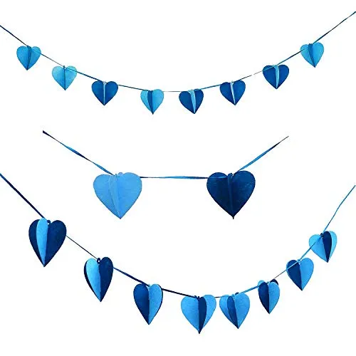 Produktbild Oblique Unique® Herz Girlande mit 3D Effekt Blau Hochzeit Feier Deko mit Herzen Liebe Romantik Valentinstag
