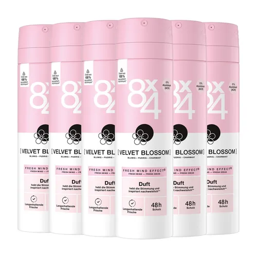 8x4 Deodorant VELVET BLOSSOM Fruchtig floral Duft Mandarine und Jasmin 6 x 150ml
