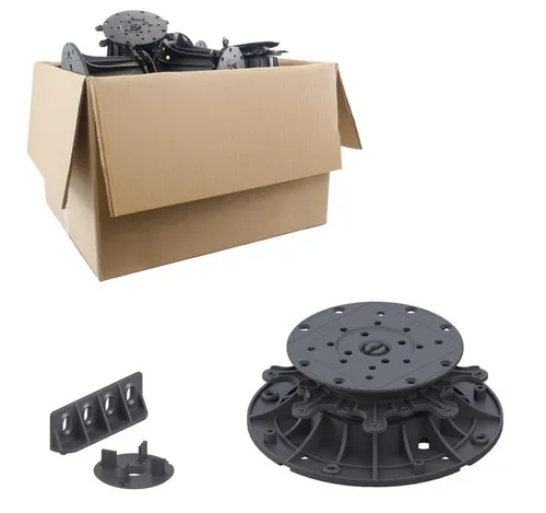 Trevendo Universal Pro Stelzlager Sparpaket 45-75 mm - Hochwertige Trevendo Universal Pro Stelzlager für professionelle Terrassenprojekte. Ideal für Holz- und WPC-Konstruktionen, mit einfachem Wasserablauf und stabiler Lastenverteilung. Inklusive Fugenkreuze und L-Adapter.