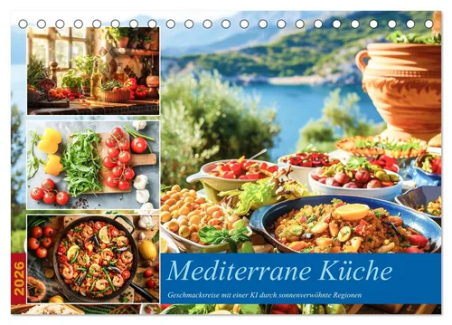 CALVENDO Wandkalender Mediterrane Küche (Tischkalender 2026 DIN A5 quer), CALVENDO Monatskal