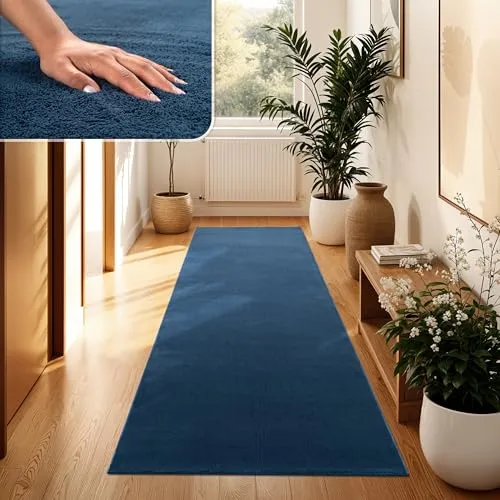 Paco Home Moderner Kuscheliger Wohnzimmer Teppich Kurzflor waschbar flauschig Weich Einfarbig Felloptik zeitlos stilvoll rutschfest pflegeleicht, Grösse:60x100 cm, Farbe:Navy-Blau