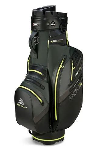Big Max Aqua Silencio 4 Cartbag - Wasserabweisende Golftasche in Forest Green/Black/Lime - Caddybags mit 14-fach Silent Organizer Top und 100% wasserdichtem Material. Ideal für Golfer, die eine leichte und funktionale Tasche suchen, nur 3,7 kg!