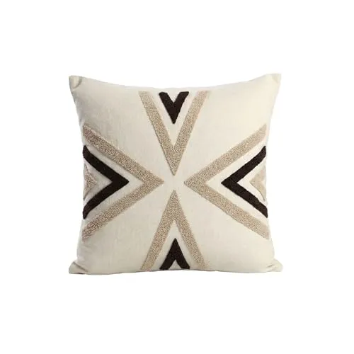 deco-raum Dekokissen 45x45 cm – Waschbares Sofakissen mit Reißverschluss – Nordic Arrow Beige, 2 Stück