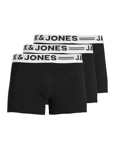 JACK & JONES Herren Sense Trunks 3-pack Boxershorts - Herren-Boxershorts im 3er Pack, einfarbig mit breitem, elastischem Bund für optimalen Tragekomfort und Alltagstauglichkeit