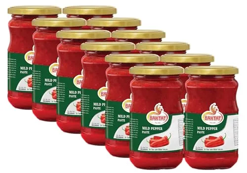BAKTAT Paprikapaste 12x640g - Mild und Aromatisch - Saucen & Marinaden: Vorteilspack mit 12 Gläsern milder Paprikapaste, ideal für Großfamilien und Gastronomie, hergestellt aus sonnengereiften Paprikaschoten für authentischen Geschmack.