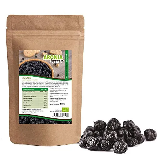 Mynatura BIO Aroniabeeren getrocknet Aronia-Beeren Vitamine Mineralien Veganer Rohköstler (1000g)