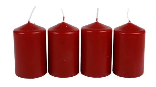 Adventskranzkerzen rot 4er-Set Weihnachtskerze Stumpen Wachskerze 50x80mm