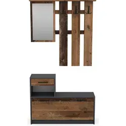Garderobe ''Tamina'' - Anthrazit/Dunkelbraun - Moderne Garderobe im eleganten Anthrazit/Dunkelbraun, ideal für einen stilvollen Eingangsbereich und bietet ausreichend Platz für Jacken und Accessoires.
