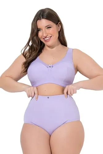 Ulla Popken Damen große Größen Miederhose, High Waist in zartem Lavendel - Bequeme Shapewear aus Mikrofaser mit elegantem Jacquard-Einsatz für eine optimale Formung. Hoher Beinausschnitt für zusätzlichen Komfort und Stil.