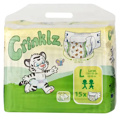 Crinklz Windeln - Lustiges Motiv in Größe L - 15 Stück - Inkontinenz Schutzhosen & Unterwäsche, mit hohem Tragekomfort und lustigem Design, ideal für aktive Erwachsene.