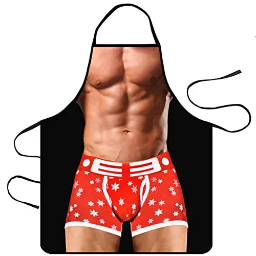 Yuknees Kochschürze Lustige Schürze Küchenschürze Grillschürze für Männer Frauen Lustig Kochschürzen Personalisiert Schürzen Geschenke für Herren Frauen Papa Opa Erwachsene (Muskelmann)
