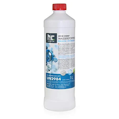 Wasserstoffperoxid 11,9% - 6x 1 L Flaschen - Poolzubehör mit 11,9% Wasserstoffperoxid, ideal zum Bleichen und Sauerstoffanreicherung in Hydrokulturen. Mit Kindersicherheitsverschluss für sichere Handhabung.