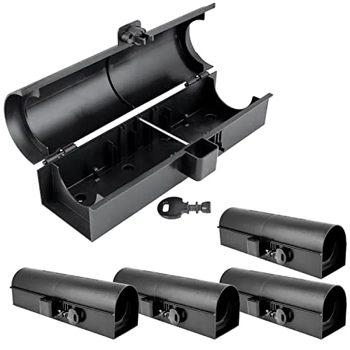 Köderstation Ratten Set – Effektive Köderbox für Garten und Haus - Effektive Köderstation mit 2 Tunnel-Eingängen für unauffällige Platzierung. Wetterfest und kinder- sowie haustiersicher. Ideal zur Bekämpfung von Ratten und Mäusen. Set mit 5 Boxen und Schlüssel für einfache Handhabung.