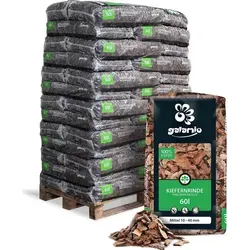GALAMIO Rindenmulch Kiefer Mittel - Palette mit 39 Stück - Blumenerde, ideal für Gartenprojekte und zur Unkrautregulierung, sorgt für eine optimale Bodenfeuchtigkeit und verbessert die Optik Ihrer Beete.